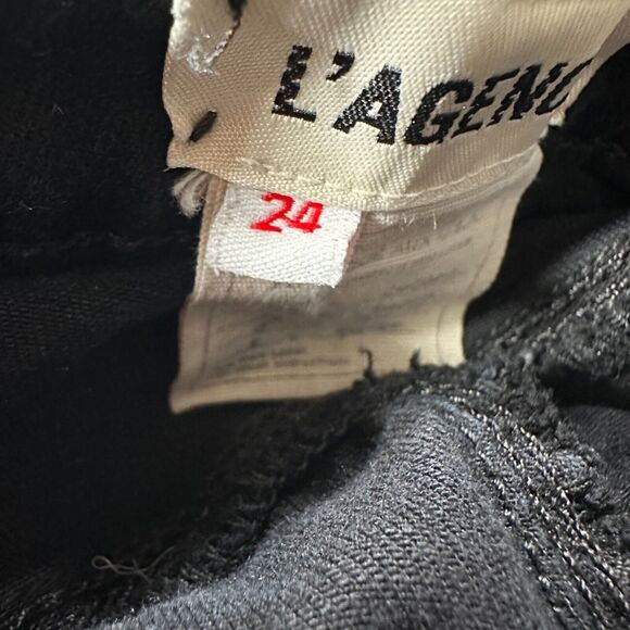 L'agence Marguerite Skinny Jeans Women's 24 Black High Rise Frayed Ankle Denim - Picture 6 of 10